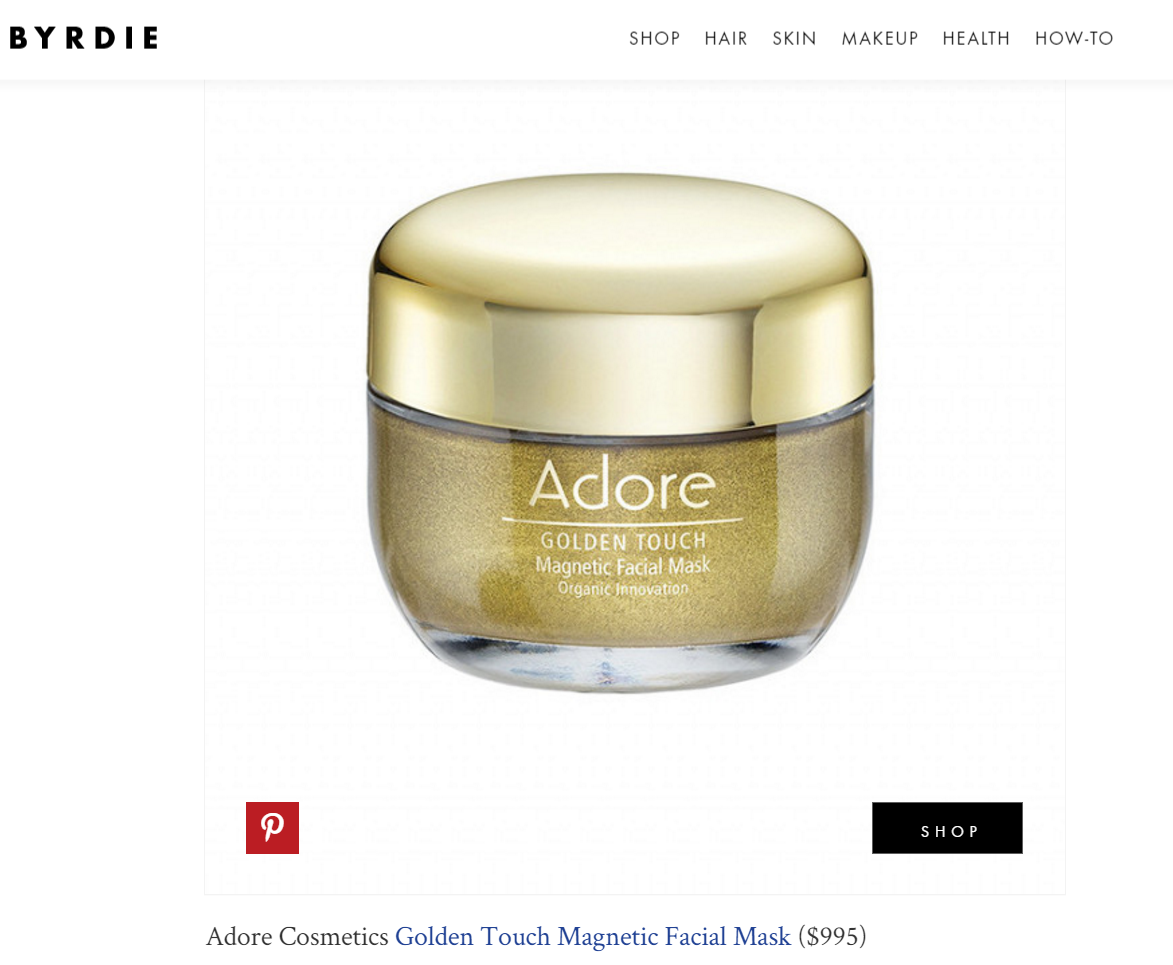 Byrdie Features Adore Cosmetics Golden Touch Facial Mask